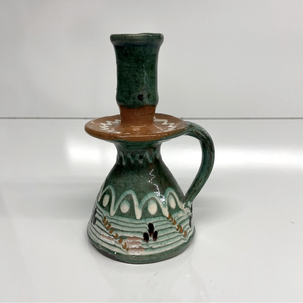 Signed Art Pottery Red Ware-Terracotta Candle Stick Holder-Mexican?